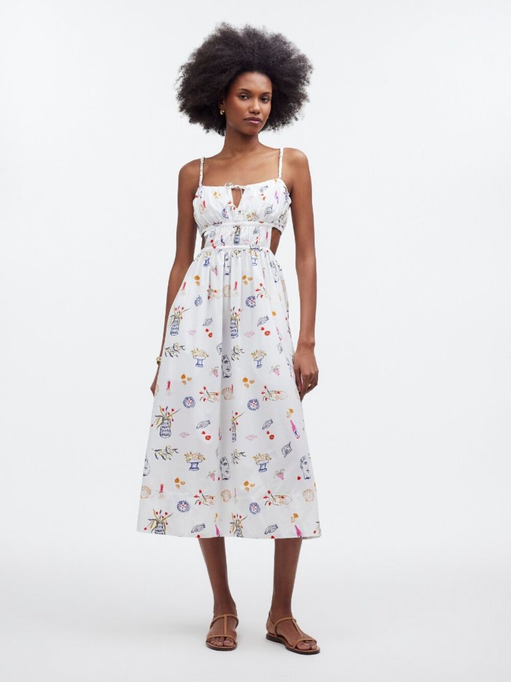 Madewell x Lisa Says Gah Cutout Midi Dress Mediterranean Print Size M
